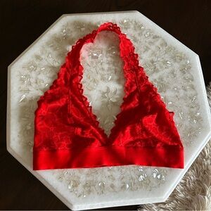 PINK Victoria's Secret Vibrant Red Lace Bralette